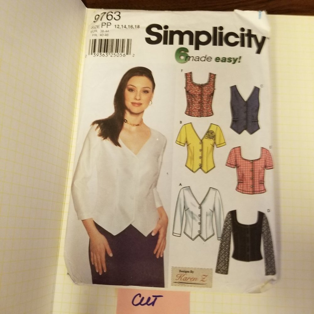 ✅9763 Simplicity Blouse Size: PP 12-14-16-18 Sewing